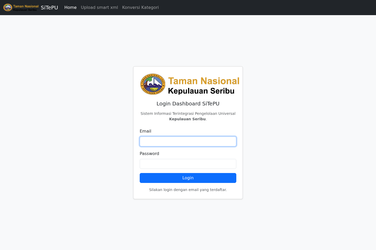 Halaman Login SiTePU